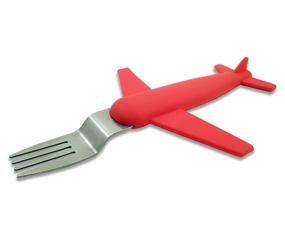 img 3 attached to 🍴 High-Quality Stainless Steel & Silicone Kids' Airplane Fork & Spoon Set: Durable and Fun for Mealtimes