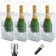 inovare designs - 4 pack reusable leak proof bottle wine ice cooler bag: stay cool with transparent wine cooling bags, mini vacuum pump, and champagne stopper логотип