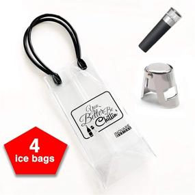 img 3 attached to Inovare Designs - 4 Pack Reusable Leak Proof Bottle Wine Ice Cooler Bag: Stay Cool with Transparent Wine Cooling Bags, Mini Vacuum Pump, and Champagne Stopper