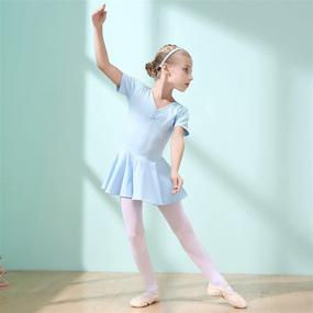 img 2 attached to 👗 Gurcyter Athletic Leotards: Girls' Sleeve Ballet Leotard Skirted Dance Dress with Back Bowknot