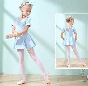 img 3 attached to 👗 Gurcyter Athletic Leotards: Girls' Sleeve Ballet Leotard Skirted Dance Dress with Back Bowknot