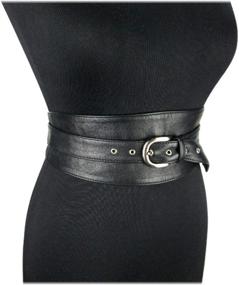 img 3 attached to Stylish Genuine Black Leather Obi Sash Tie Wrap Corset Harness: Cincher Buckle Belt for Women