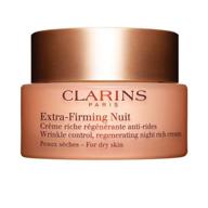 clarins extra-firming nuit wrinkle control night cream for 🌙 dry skin with kangaroo flower - regenerate and protect, 1.6 oz logo