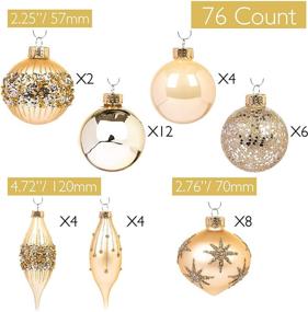 img 2 attached to 🎄 76 Count Elegant Premium Gold Glass Christmas Ball Ornaments for Christmas Trees - Ideal Variety Set of Holiday Decorations, Every Day is Christmas