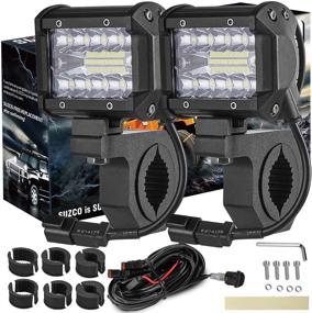 img 4 attached to 🚧 Suzco 4-Inch 60W 3-Row Offroad LED Work Light Bar Kit - Waterproof, 12V/24V, Spot/Flood/Combo Lightbar with Wiring Harness and Switch - Ideal for 4x4 ATV UTV