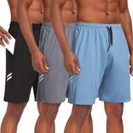 runhit 3 pack men's athletic shorts - 9 inch basketball, running, and gym workout shorts with pocket логотип