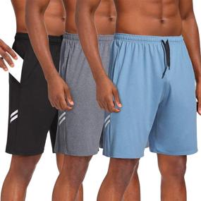 img 4 attached to Runhit 3 Pack Men's Athletic Shorts - 9 inch Basketball, Running, and Gym Workout Shorts with Pocket