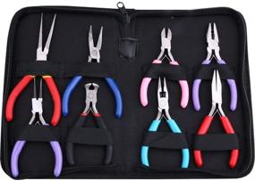 img 4 attached to 8PCS Jewelry Pliers Set by Katfort – Essential Tools for Jewelry Making, Wire Cutters, Long Nose Plier with Teeth, Round Nose Pliers, Curved Nose Pliers, Flat Nose Pliers