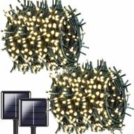 🌞 kaq-2pack total 210ft 600led solar string lights outdoor: waterproof, 8 modes, warm white - perfect for garden, party, wedding logo