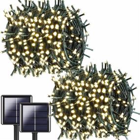 img 4 attached to 🌞 KAQ-2PACK Total 210FT 600LED Solar String Lights Outdoor: Waterproof, 8 Modes, Warm White - Perfect for Garden, Party, Wedding