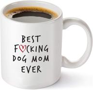 🐶 best dog mom ever funny coffee mug - unique gift idea for dog mom, women, veterinarian, animal rescue or vet tech - birthday present for dog lovers - 11 oz tea cup white logo