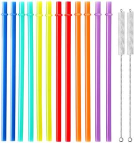 img 2 attached to 🌈 Colorful and Durable 32-Piece Reusable Plastic Straws for Mason Jars and Tumblers - Extra Long, Unbreakable Rainbow Straws with Cleaning Brushes - BPA Free and Eco Friendly