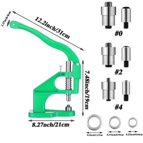 img 3 attached to 🔒 3 Die Hand Press Grommet Machine Kit for Grommets, Eyelets, Snap Buttons - 2400 Pieces, Size 0, 2, 4 (Green)