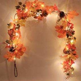 img 2 attached to 63-inch Fall Maple Leaf Garland with White Pumpkins, Pine Cones, and Red Berries - Perfect for Wedding, Thanksgiving, Halloween, Christmas Décor