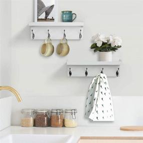 img 2 attached to 🧥 ZGZD White Wall Mounted Coat Rack with Shelf: Organize Your Entryway with 4 Double Hooks and Hanging Shelves - Set of 2