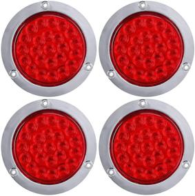 img 4 attached to 🚗 Premium 4 Inch Round LED Trailer Tail Lights: Red, Waterproof, Flange Mount, Chrome Design, Ideal for Trucks, Trailers, RVs, Boats, Jeeps, UTEs, UTVs - 12V