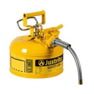 🟡 justrite 7210220 accuflow 1 gallon safety can, galvanized steel type ii with flexible spout – yellow logo