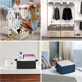 img 1 attached to 📦 Black Small Linen Fabric Closet Storage Bins for Shelves - BALEINE 3 Pack Trapezoid Clothing Organizers with Handles, Foldable Box Containers for a Tidy Home Bedroom Office