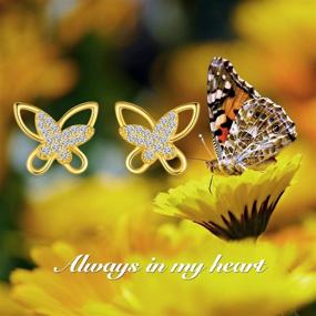 img 2 attached to 🦋 Cute Butterfly Earrings for Women: Fashion CZ Sterling Silver Studs - Hypoallergenic, Jewelry Gift for Girls