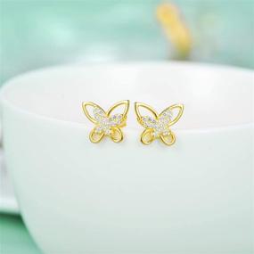 img 1 attached to 🦋 Cute Butterfly Earrings for Women: Fashion CZ Sterling Silver Studs - Hypoallergenic, Jewelry Gift for Girls