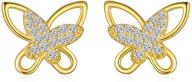 🦋 cute butterfly earrings for women: fashion cz sterling silver studs - hypoallergenic, jewelry gift for girls logo