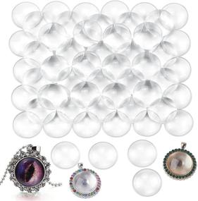 img 3 attached to 🔍 100 Pieces Clear Glass Dome Cabochons - Transparent Glass Cabochons for Jewelry Making, Photo Pendants - Non-Calibrated Round Shape (1 inch/25mm)