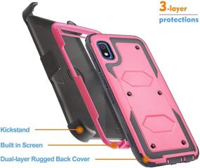 img 1 attached to 📱 A10E Full Body Armor Rugged Holster Defender Hybrid Tough Case, Samsung Galaxy A10E, Pink - Complete with 360 Swivel Belt Clip, Kickstand & Built-in Screen Protector