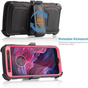 img 2 attached to 📱 A10E Full Body Armor Rugged Holster Defender Hybrid Tough Case, Samsung Galaxy A10E, Pink - Complete with 360 Swivel Belt Clip, Kickstand & Built-in Screen Protector