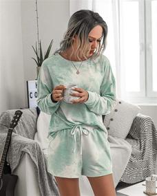 img 2 attached to 🌈 PRETTYGARDEN Women’s Tie Dye Printed Pajamas Set: Stylish Long Sleeve Tops & Shorts Lounge Set for Casual Two-Piece Sleepwear