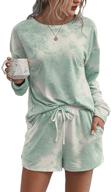 🌈 prettygarden women’s tie dye printed pajamas set: stylish long sleeve tops & shorts lounge set for casual two-piece sleepwear logo