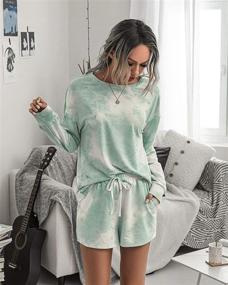 img 1 attached to 🌈 PRETTYGARDEN Women’s Tie Dye Printed Pajamas Set: Stylish Long Sleeve Tops & Shorts Lounge Set for Casual Two-Piece Sleepwear