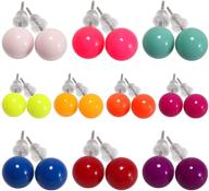 💎 assorted set of 10-12 pairs imitation round pearl earrings: ideal gift for women and girls logo