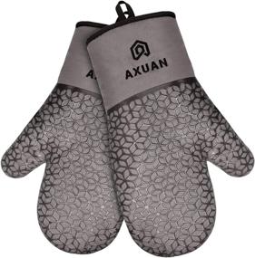 img 4 attached to 🧤 Термостойкие противопожарные рукавицы AXUAN с стежкой и наполнителем из переработанного хлопка - профессиональная защита рук при выпечке, BBQ и безопасной переноске горячих кастрюль.