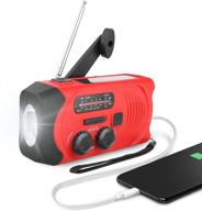 📻 [upgraded version] emergency radio - portable hand crank self powered wb/am/fm noaa solar charging radio with led flashlight, sos alarm, and 2000mah power bank for smart phone - includes usb cable logo