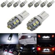 ijdmtoy (10) xenon white 10-smd 360-degree shine 💡 led replacement bulbs - license plate, parking, backup, interior lights logo