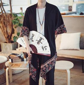 img 1 attached to 👘 Stylish HZCX Fashion Men's Lightweight Kimono Cardigan for Sleep & Lounge