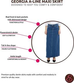 img 2 attached to 👗 ESTEEZ Women's Maxi Denim Skirt – Long A-Line Stretchy Jean Georgia