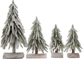 img 4 attached to 🎄 Set of 4 Mini Christmas Trees with Individual Snow Sprayed Coating and Wooden Bases