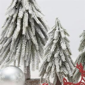 img 1 attached to 🎄 Set of 4 Mini Christmas Trees with Individual Snow Sprayed Coating and Wooden Bases