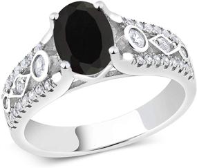 img 4 attached to Exquisite Gem Stone King Sterling Silver Black Onyx 🖤 Engagement Ring – 1.81 cttw Women's Gemstone Birthstone (5,6,7,8,9) Available