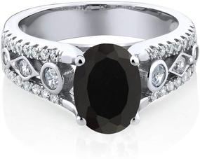 img 3 attached to Exquisite Gem Stone King Sterling Silver Black Onyx 🖤 Engagement Ring – 1.81 cttw Women's Gemstone Birthstone (5,6,7,8,9) Available