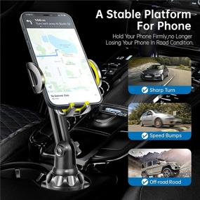 img 2 attached to 📱 Black Cup Phone Holder for Car - Stable & Adjustable Pole, No Shaking - Cradle Mount for iPhone, Samsung & More