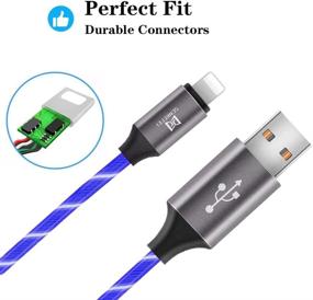 img 3 attached to ✨ 2м MFi-сертифицированный светодиодный USB-A кабель Lightning - Светится видимый поток быстрой зарядки для iPhone 12/11 Pro Max/XS/XR/X/8 Plus/8/7 Plus/7/6/5/5s, Синий (2 м)