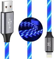 ✨ 2м mfi-сертифицированный светодиодный usb-a кабель lightning - светится видимый поток быстрой зарядки для iphone 12/11 pro max/xs/xr/x/8 plus/8/7 plus/7/6/5/5s, синий (2 м) логотип