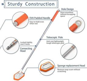 img 3 attached to 🚿 JEHONN Shower Scrubber 2-in-1: Efficient Tub and Tile Cleaning Brush with Interchangeable Scrubbers for Bathroom Surfaces