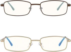 img 1 attached to Enhance Reading Comfort: Mimoeye Pack of 2 Blue Light Blocking Metal Frame Glasses for Men and Women