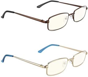 img 2 attached to Enhance Reading Comfort: Mimoeye Pack of 2 Blue Light Blocking Metal Frame Glasses for Men and Women