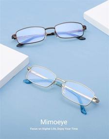 img 3 attached to Enhance Reading Comfort: Mimoeye Pack of 2 Blue Light Blocking Metal Frame Glasses for Men and Women