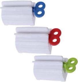 img 4 attached to 🦷 Непринужденный 3 шт. Пластиковый роликовый тюбик для зубной пасты и диспенсер - автоматическое наматывание с держателем для зубной пасты для ванных комнат