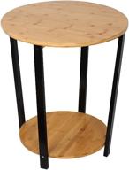eco-friendly bamboo end table: stylish round side table with storage shelf for living room and bedroom, easy assembly (19 x 19 x 22 inch) logo